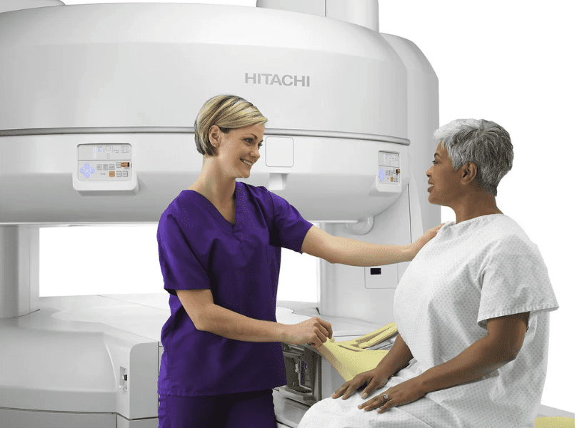 hitachi mri scan machine doctor patient